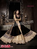 Zikimo Karma Shilpa Shetti Embroidered Flared Party Wear Black Bhagalpuri Semi Stitched Suits