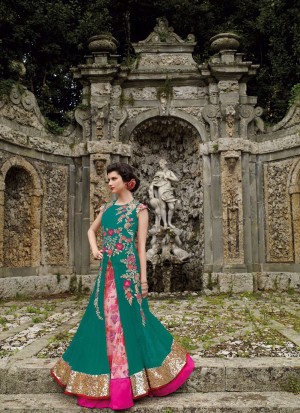 Vipul Green Floral Printed lehenga With Net Long Choli at Zikimo