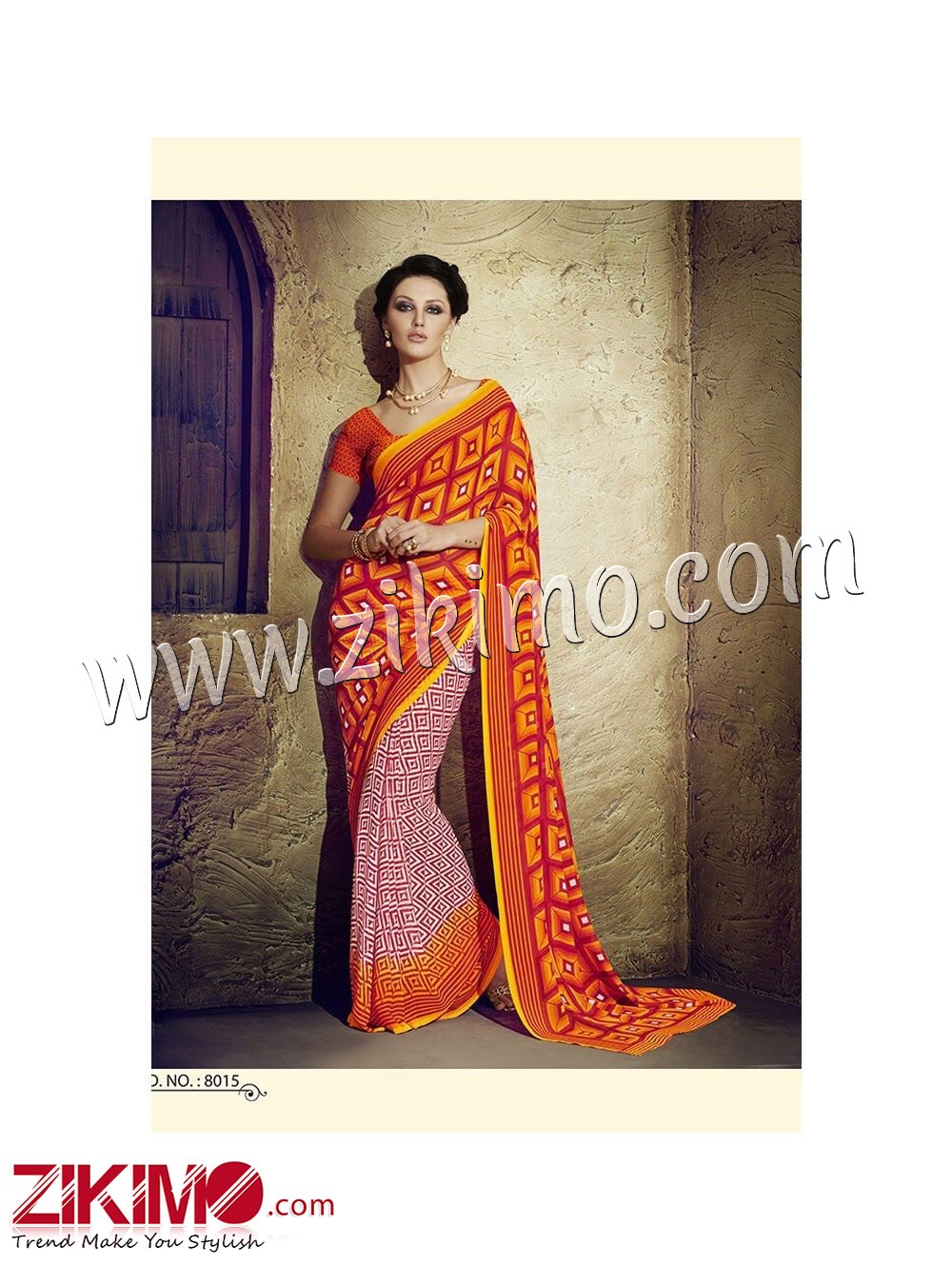 Zikimo Zara8014 Magenta and Multicolor Daily Wear Designer Chiffon Saree