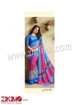 Zikimo Zara8029 Magenta and SnowWhite Daily Wear Designer Chiffon Saree