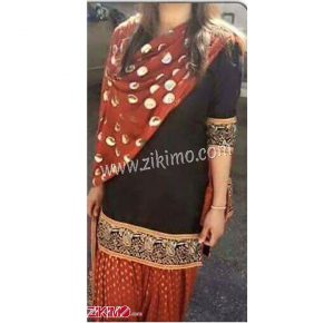 black Cotton Kameez With Bracade Salwar Suit (Copy)