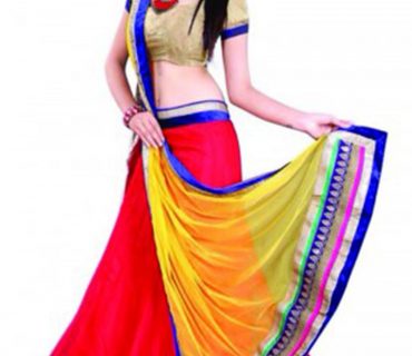 DESIGNER PINK YELLOW SEMI STITCHED PARTY WEAR GEOREGETTE LEHEGHA CHOLI SET AT ZIKIMO 1 DESIGNER PINK YELLOW SEMI STITCHED PARTY WEAR GEOREGETTE LEHEGHA CHOLI SET AT ZIKIMO