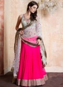 PINK FABRIC GEORGETTE DESIGNER LEHENGA CHANIYA CHOLI AT ZIKIMO