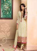 AASHIRWAD CREAM DESIGNER GEORGETTE SALWAR SUIT AT ZIKIMO