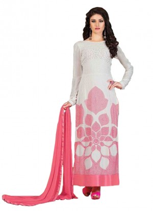 Heenayat White Pink Party Wear Straight Suit at Zikimo