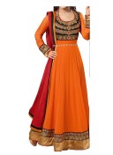 Heena Khan Fanta Color Party Wear Anarkali Suit at Zikimo