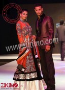 Zikimo Extravagant Orange & Black Full Embroidered Indian Bridal Lehenga Choli