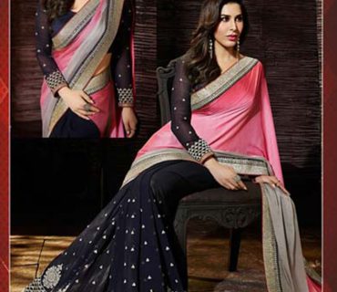 Pink Pallu Jequard With Black Skirt Georgette Zari Work Saree 7245 at Zikimo 1 Pink Pallu Jequard With Black Skirt Georgette Zari Work Saree 7245 at Zikimo