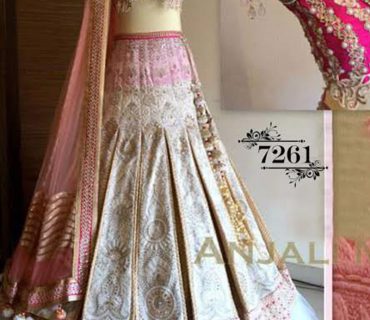 White And Pink Metti Brocade Embroidery Work With Silk Blouse Lehenga Choli 7261 at zikimo 1 White And Pink Metti Brocade Embroidery Work With Silk Blouse Lehenga Choli 7261 at zikimo