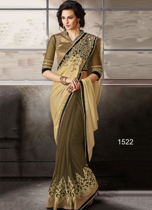 Chanrming Look Mehandi 1522 Chinon Net Party Wear Saree at Zikimo