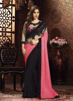 Sophie Black Pink Chinnon Net1541 Party Wear Bollywood Saree At Zikimo