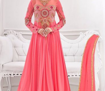 Lavishing Rose Pink 01 Korean Lycra Wedding Wear Designer Gown At Zikimo