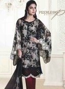 Luxurious Black and White 5002 Party Wear Pakistani Style Foux Georgette Pants/Plazo Suit At Zikimo