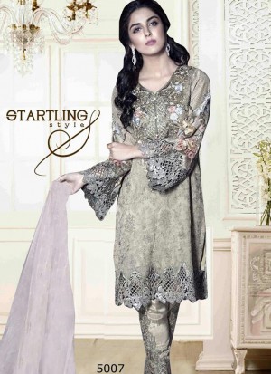 Beautiful DarkIvory 5006 Party Wear Pakistani Style Foux Georgette Pants/Plazo Suit At Zikimo