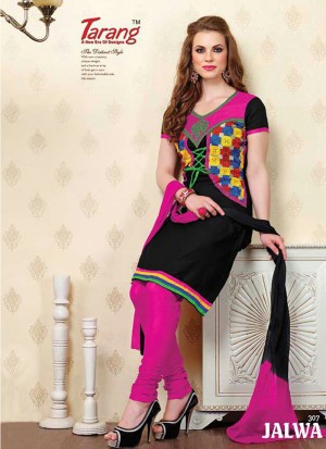 Jalwa 307 Black and Magenta Embroidered Cotton Daily Wear Salwar Suit