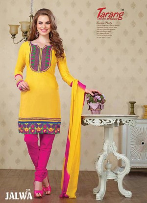 Jalwa 311 Yellow and Magenta Embroidered Cotton Daily Wear Salwar Suit
