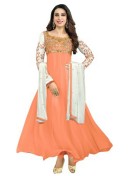 Karishma Kapoor Orange Designer Georgette Anarkali Suit at Zikimo
