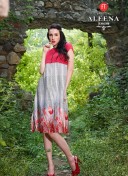 Beautiful Red and White 1190 Half Georgette Half Satin Party Wear Kurti At Zikimo