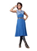 Blue Designer Georgette Party Wear Kurti at Zikimo