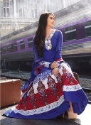 Lavish Navy Blue and Multicolor  8317B Cotton Satin Anarkali Party Wear Suit At Zikimo