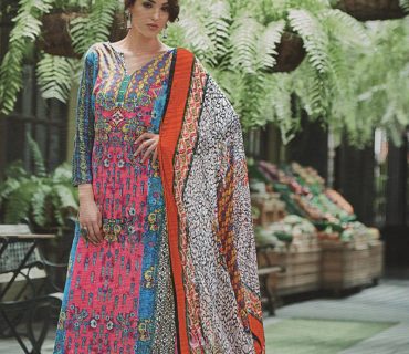 Best Ever Deep Pink and Multicolor  Pakistani Style 9008A Party Wear Satin Cotton Suit At Zikimo