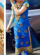 Blue Heavy Embroidered Punjabi Salwar Kameez at Zikimo