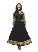 Charming Rashmi Desai In Black Georgette A Line Salwar Kameez at Zikimo