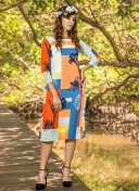 Magnificent Multicolor and White Party Wear 522A Lemon Georgette Kurti At Zikimo