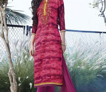DeepPink and Magenta331 Printed Embroidered Daily Wear Glace Cotton Straight Suit at Zikimo 1 DeepPink and Magenta331 Printed Embroidered Daily Wear Glace Cotton Straight Suit at Zikimo