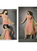 Mugdha Party Wear Peach Color Zari Resham Work Straight Suit at Zikimo