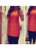 Orange Black Contrast Raw Silk Punjabi Salwar Kameez With Cream Dupatta At Zikimo