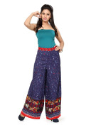 MidnightBlue and Red6002 Printed Daily Wear Rayon Stiched Plazo at Zikimo