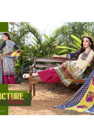 Yellow and Multicolore007 Printed Cotton Daily Wear Suit at Zikimo