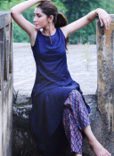 Punjabi Diva Look Raw Silk Royal blue And Brocade Salwar Kameez At Zikimo