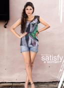 Multicolor4003 Digital Printed American Crape Party Wear Stitched Kurti/Top at Zikimo