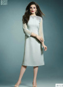 AirforceBlue 33182 Embroidered Georgette Stitched Party Wear Kurti at Zikimo