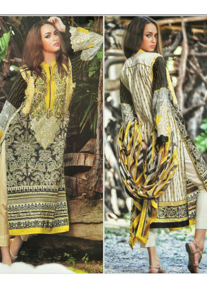 Black and Yellow03 Printed and Embroidered Cambric Daily Wear Pakistani Indian Suit At Zikimo