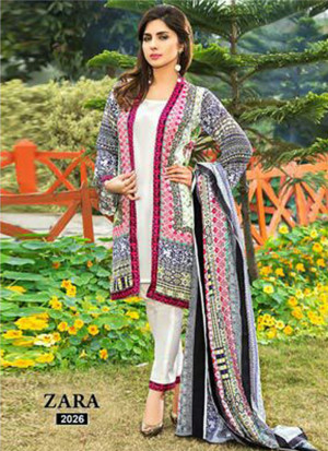 Amiable 2026White and Black Printed Pure Cambric Cotton Pakistani  Party Wear Suit At Zikimo