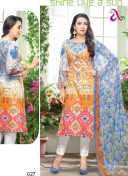 SkyBlue and OrangeYellow031 Printed Lawn Daily Wear Pakistani Suit