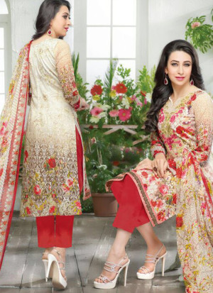 SkyBlue and OrangeYellow031 Printed Lawn Daily Wear Pakistani Suit