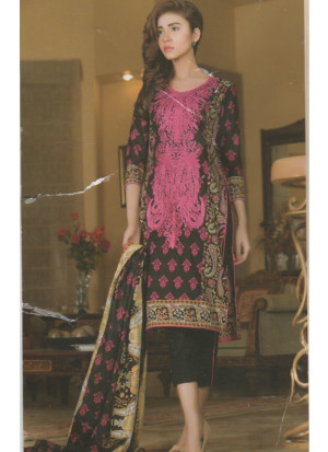 Black and Magenta07B Embroidery Printed Lawn Pakistani Suit at Zikimo