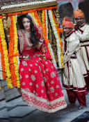 Gorgeous Red Bridal Lehenga Choli Set with Floral Embroidery at Zikimo