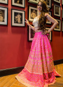 Fuschia Bridal Lehenga with Gota Patti Work at Zikimo