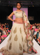 White Embroidery Work Sangeet Mehandi Ceremony Lehenga Choli at Zikimo