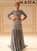 Grey Heavy Embroidered Pakistani Lehenga Choli at Zikimo