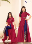 Red and Blue LT86007 Silk Party Wear Designer Semi Stitched Pants Suit at Zikimo