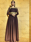 Nakkashi3031 Moss Fabric Brown Color Zari Work Anarkali Suits at ZIkimo