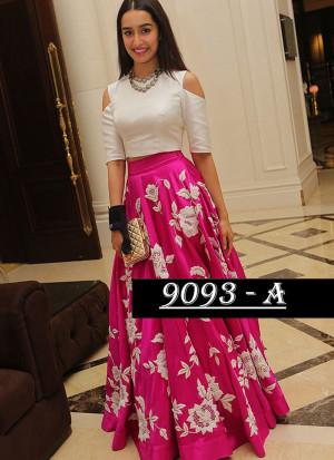 Shradha Kapoor Wearing Pink Banglori Silk Lehenga Skirt With Crop Top at Zikimo