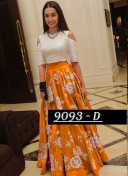 Shradha Kapoor Wearing Orange Banglori Silk Lehenga Skirt With Crop Top at Zikimo