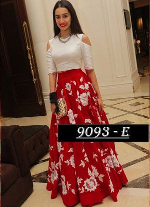 Shradha Kapoor Wearing Maroon Banglori Silk Lehenga Skirt With Crop Top at Zikimo